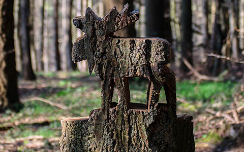 Artwork carved into tree stump