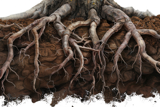 decomposing roots in soil