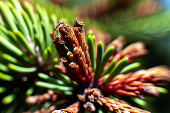 wilting pine needles from a tree